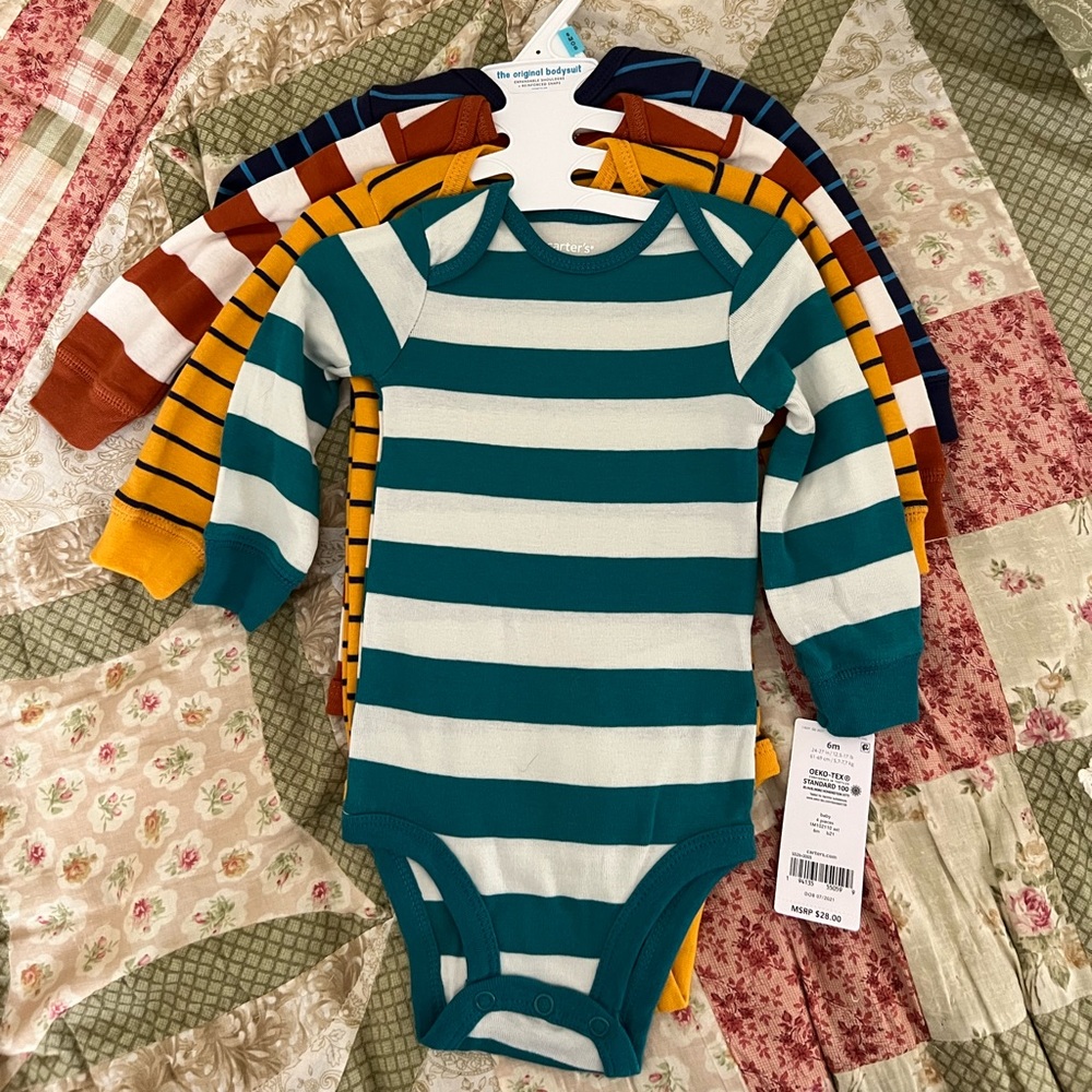 Caters multicolor long sleeve body suits 4pk